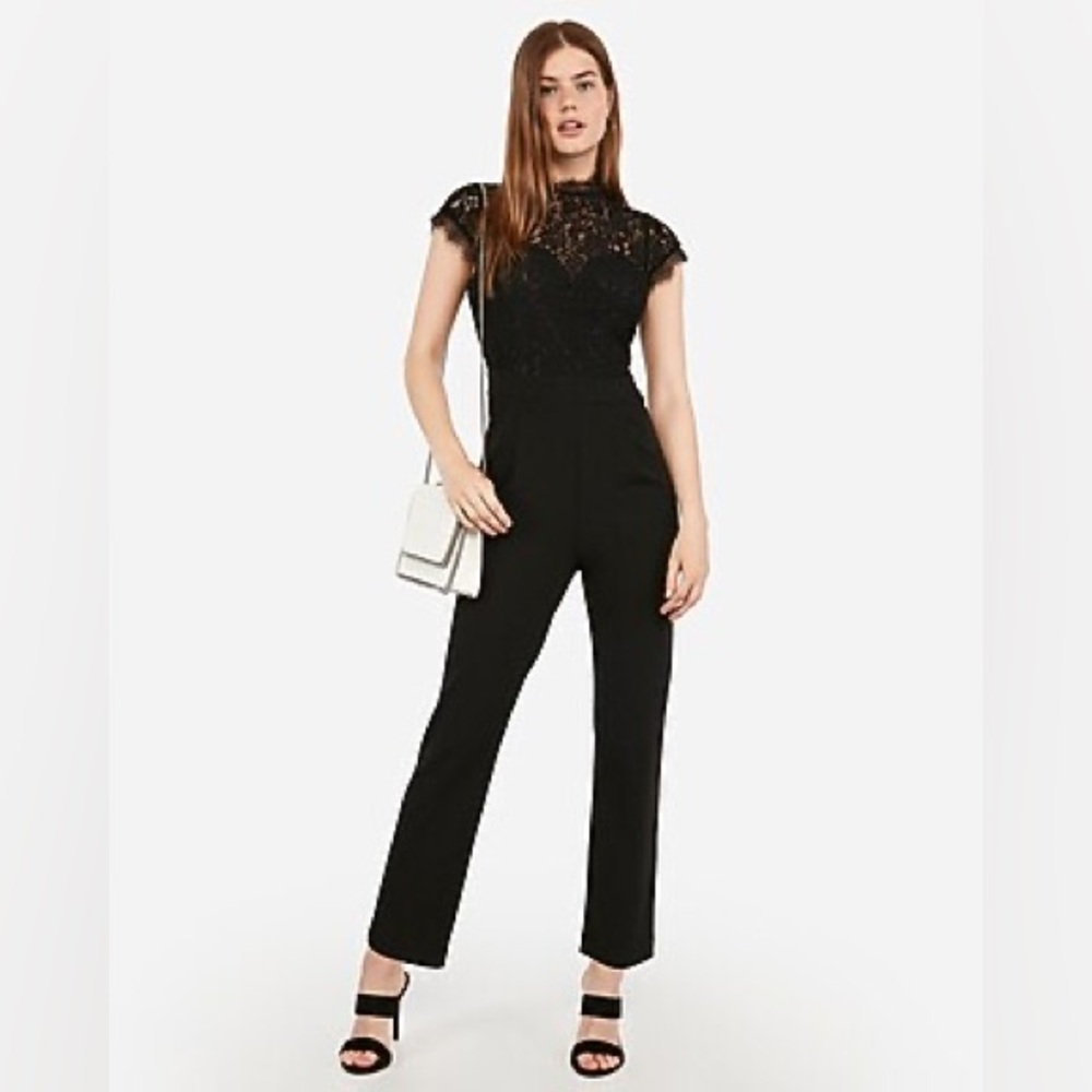 Express lace bodice open back jumpsuit